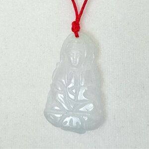 White Jade Buddha Pendant Necklace Women's Jewelry Good Luck Carved Jade Charm